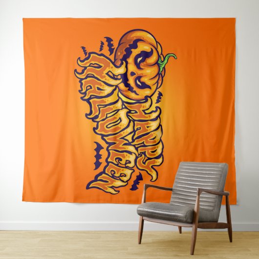 Happy Halloween met Jack O Lantern achtergrond Wandkleed (In Situ (horizontaal))