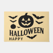 Happy Halloween met pompoen en vliegende vleermuiz Deurmat (Voorkant)