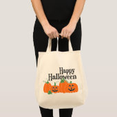Happy Halloween met pompoenen en Jack O Lantern Tote Bag (Voorkant (product))