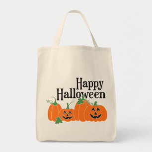 Happy Halloween met pompoenen en Jack O Lantern Tote Bag