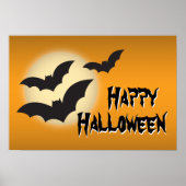 Happy Halloween met Poster van vleermuizen en maan (Voorkant)