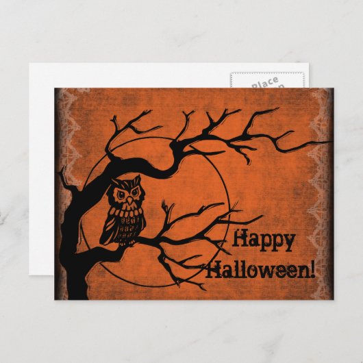  Happy Halloween met Uil Feestdagenkaart (Voorkant / Achterkant)