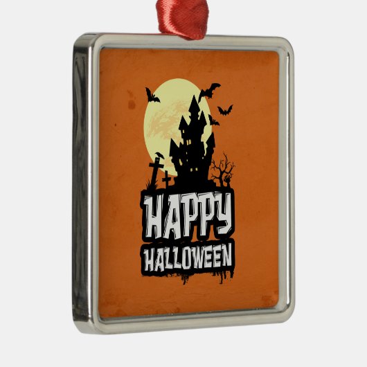 Happy Halloween Metalen Ornament (Rechts)