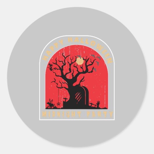 Happy Halloween Midnight Party Ronde Sticker (Voorkant)