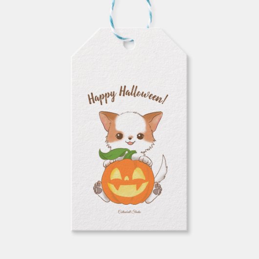 Happy Halloween! Mochi and Jack o'lantern Favor Ba Cadeaulabel (Voorkant)