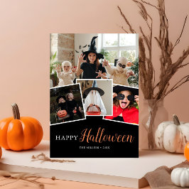 Happy Halloween Modern Black Photo Holiday Kaart