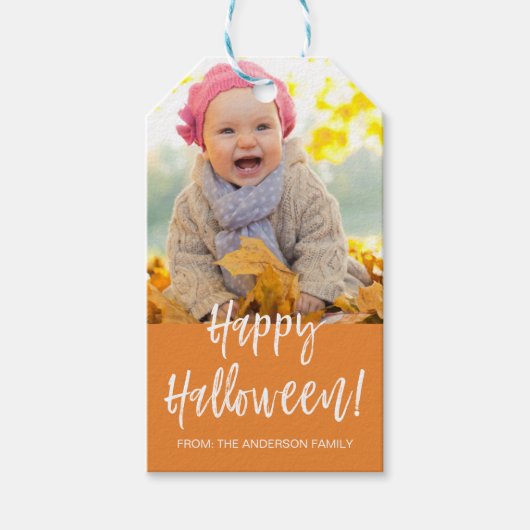 Happy Halloween Modern Halloween Foto Gift Label Cadeaulabel (Voorkant)