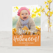 Happy Halloween Modern Halloween Photo Card Kaart (Gele Bloem)