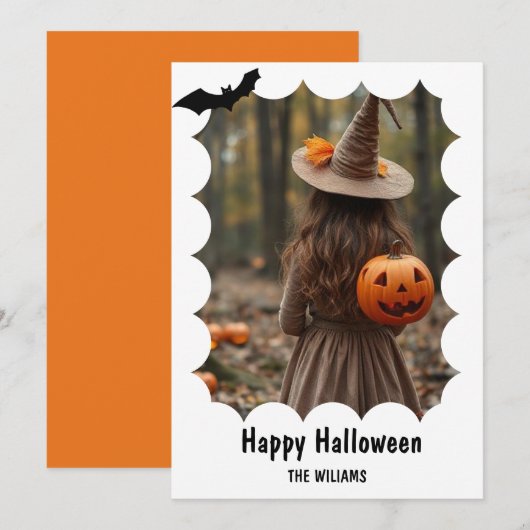 Happy Halloween Modern One Foto Feestdagenkaart (Voorkant / Achterkant)