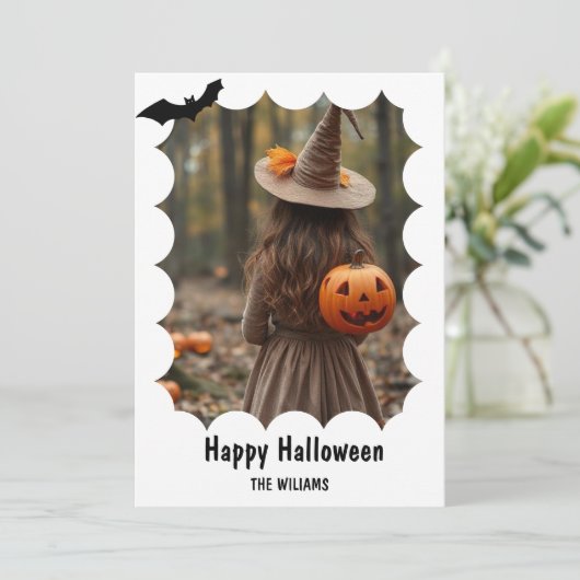 Happy Halloween Modern One Foto Feestdagenkaart (Staand voorkant)