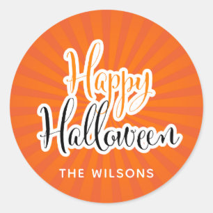 Happy Halloween Modern Typography Oranje Black Ronde Sticker