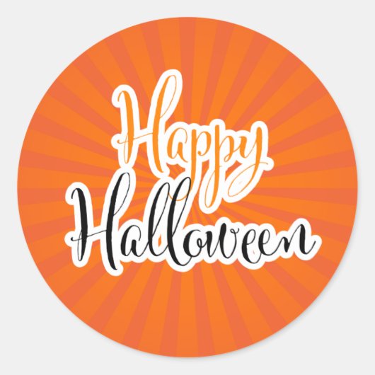 Happy Halloween Modern Typography Oranje Black Ronde Sticker (Voorkant)