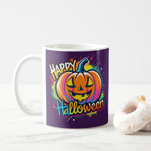 Happy Halloween Mok – Spooky & Fun Gift Cup (Met donut)