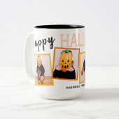 Happy Halloween Monogrammed Fotocollage Tweekleurige Koffiemok (Voorkant links)