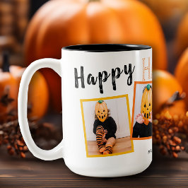 Happy Halloween Monogrammed Fotocollage Tweekleurige Koffiemok