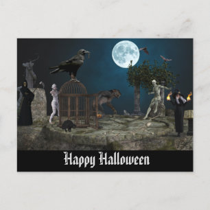 Happy Halloween Monster Scene Weerwolf Zombie Briefkaart