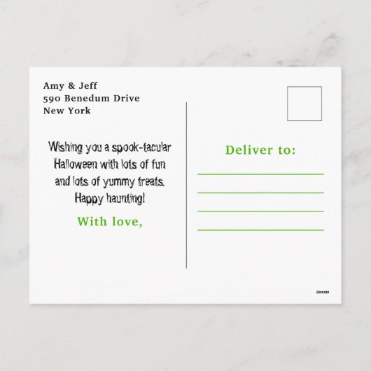 Happy Halloween Monsters Green Feestdagenkaart (Achterkant)