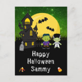 Happy Halloween Monsters Green Feestdagenkaart (Voorkant)