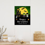 Happy Halloween Monsters Green Party Sign Poster (Keuken)