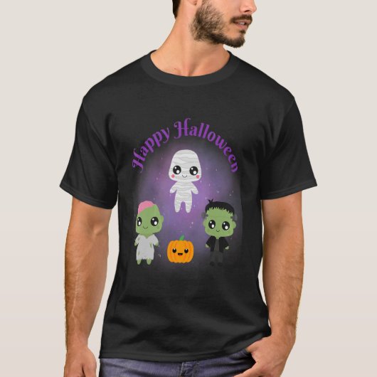 Happy Halloween Monsters Mummy Frankenstein Zombie T-shirt (Voorkant)