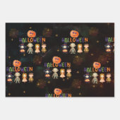 Happy Halloween Monsters Patroon Wrapping Inpakpapier Vel (Voorkant)