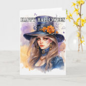Happy Halloween | Mooie majestueuze heks Kaart (Gele Bloem)