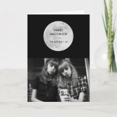 Happy Halloween Moon Bats Zwart & Wit Custom Feestdagen Kaart (Voorkant)