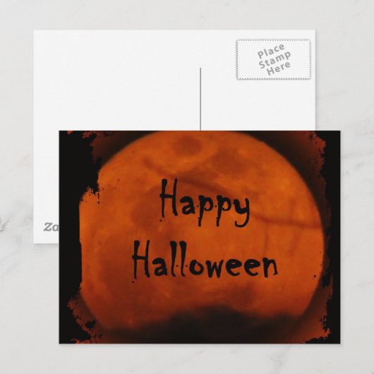Happy Halloween Moon Briefkaart (Voorkant / Achterkant)