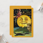 Happy Halloween Moon, heks, owl en katten Kaart (Voorkant / Achterkant in situ)