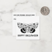 "Happy Halloween"  Moth Gothic Modern Notitiekaartje (Voorkant / Achterkant in situ)