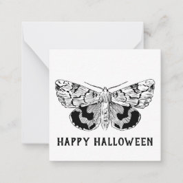 "Happy Halloween" Moth Gothic Modern Notitiekaartje