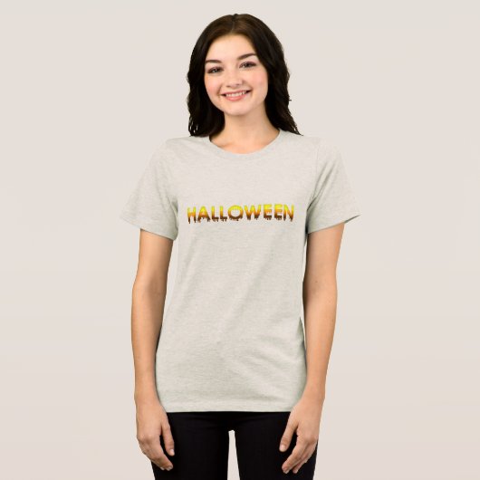 Happy Halloween-motief Tri-Blend Shirt (Voorkant volledig)