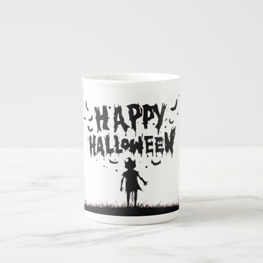 Happy Halloween:Mug with Mysterious Silhouette Porselein Kop (Voorkant)