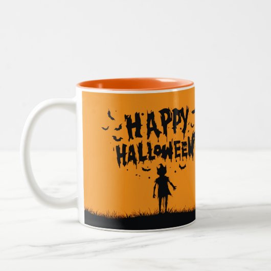 Happy Halloween:Mug with Mysterious Silhouette Tweekleurige Koffiemok (Links)
