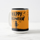 Happy Halloween:Mug with Mysterious Silhouette Tweekleurige Koffiemok (Voorkant links)