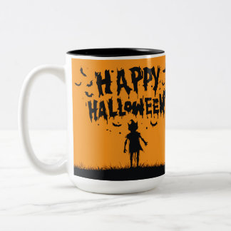 Happy Halloween:Mug with Mysterious Silhouette Tweekleurige Koffiemok
