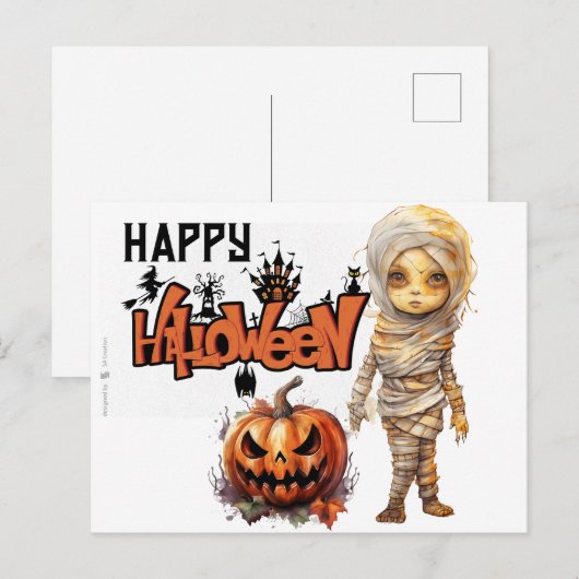 Happy Halloween Mummy Feestdagenkaart (Voorkant / Achterkant)