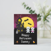 Happy Halloween Mummy Pink Holiday Feestdagenkaart (Staand voorkant)