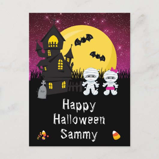 Happy Halloween Mummy Pink Holiday Feestdagenkaart (Voorkant)