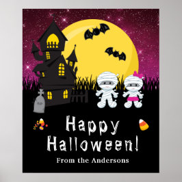 Happy Halloween Mummy Pink Poster