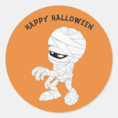 Happy Halloween Mummy Ronde Sticker (Voorkant)