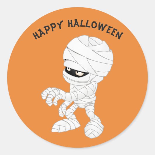 Happy Halloween Mummy Ronde Sticker (Voorkant)