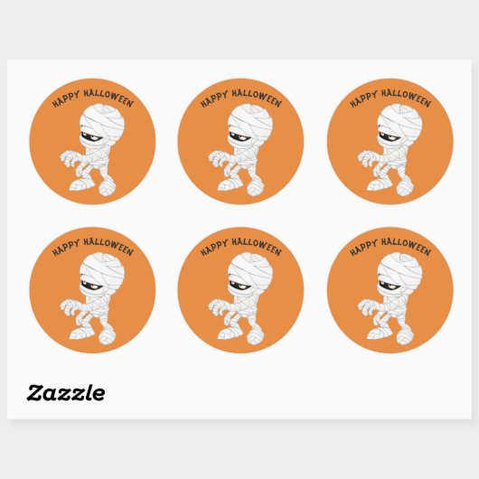 Happy Halloween Mummy Ronde Sticker (Vel)