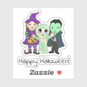 Happy Halloween, Mummy, Vampire en Witch Kinder Sticker (Vel)