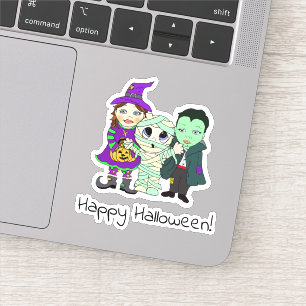 Happy Halloween, Mummy, Vampire en Witch Kinder Sticker