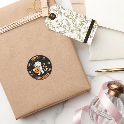 Happy Halloween Mummy Wandelen met pompoen sticker