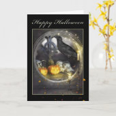 Happy Halloween Mystical Raven Wenskaart Kaart (Gele Bloem)