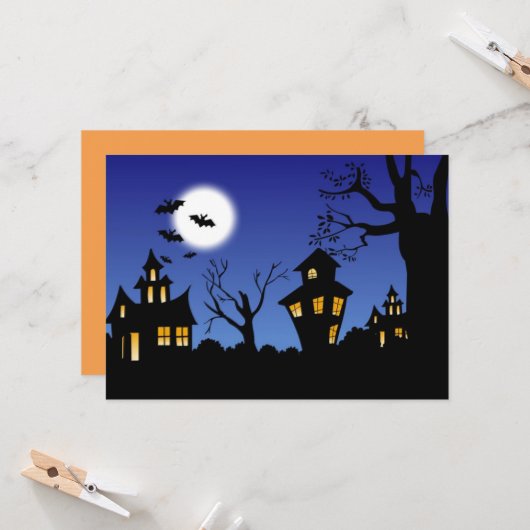 Happy Halloween nacht Kaart (Voorkant / Achterkant in situ)