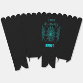 Happy Halloween neon blauw spinnenweb zwart Bedankdoosjes (Ongevouwen)