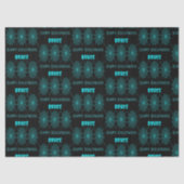 Happy Halloween neon blauw spinnenweb zwart Tissuepapier (Voorkant)